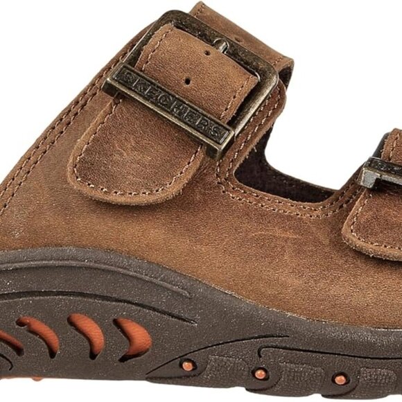 Women's Leather Slide Sandals Adjustable Buckle Open Toe Casual Comfort - Picture 4 of 6